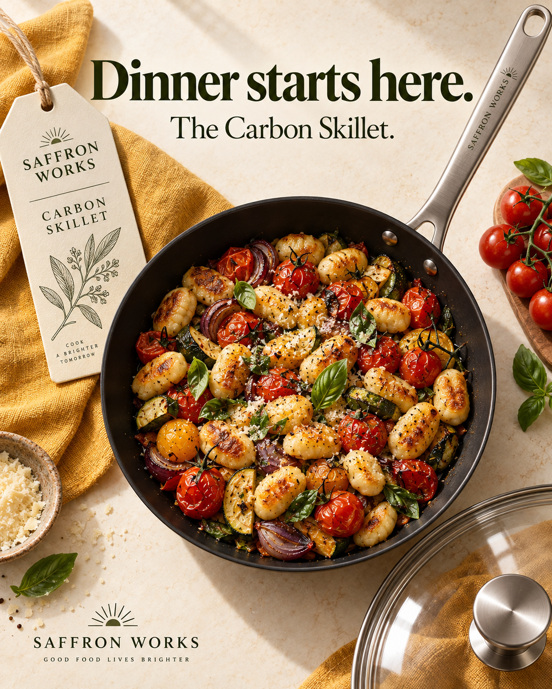 SAFFRON WORKS Carbon steel skillet concept ad